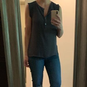 Loft grey button down blouse